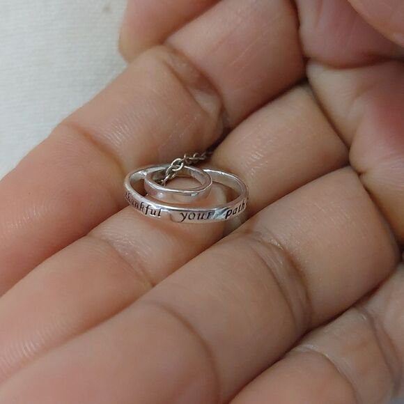 925 LA I Am Thankful Your Path Crossed Mine Dainty Silver Necklace - Picture 2 of 5